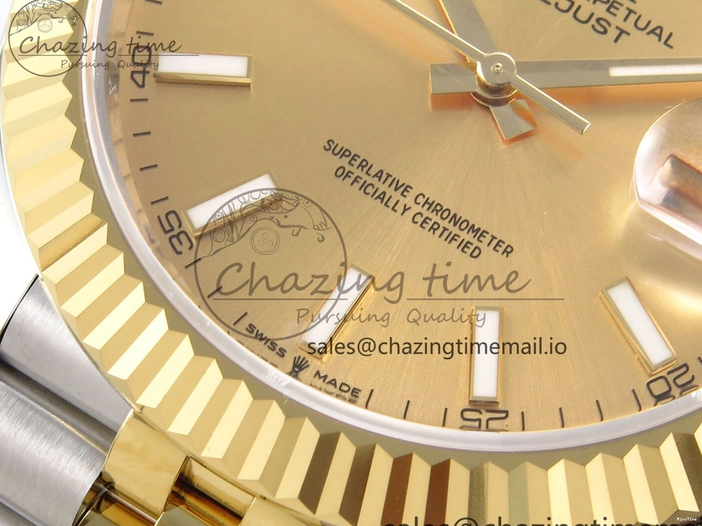 MiroTime 0127 Vibrant DateJust 41 126333 EWEF Best Edition YG Stick Dial on SS YG Jubilee Bracelet A 990